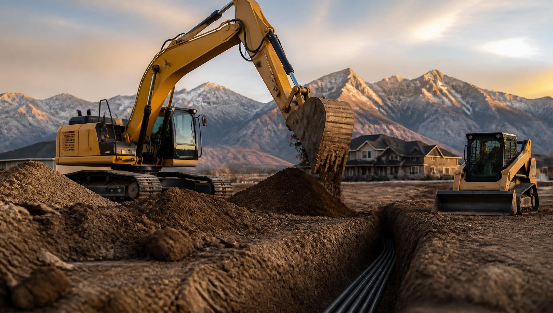 Excavator digging on a Utah job site (representative image)